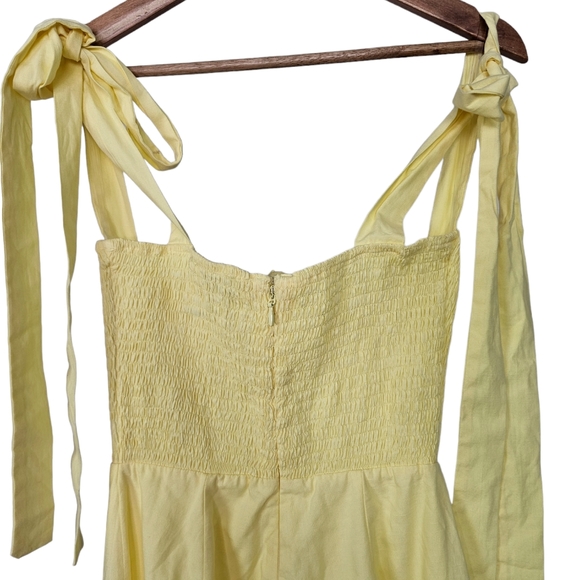 House of CB Rommi Yellow Bustier Jumpsuit Shoulder Tie Linen Size Small - Picture 6 of 9